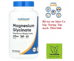 MAGNESIUM GLYCINATE -70MG-180 CAPS- HỔ TRỢ SỨC KHỎE CƠ BẮP, XƯƠNG; TIM; THẦN KINH